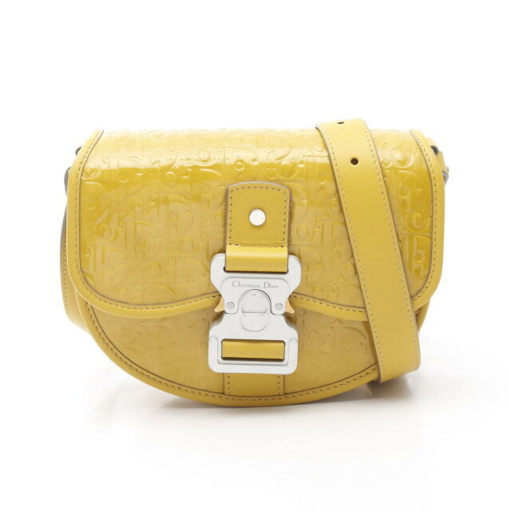 Dior GALLOP Oblique Shoulder Bag Yellow Patent Vernis Leather
